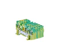 10Pcs PE Din Rail Terminal Blocks ST-4TWIN Connectors Pull Type ThreeConductor Spring Ground Wire