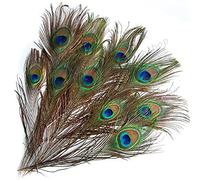 10PCS Peacock Feathers, Natural Large Feathers Long, Peacock Tail Feather for Wedding, Christmas, Peacock Eye Feathers Tail Long for Bouquet