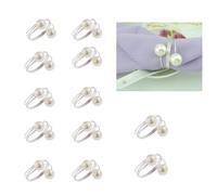 10Pcs Pearl Napkin Ring Serviette Holder Serviette Buckles for Wedding Hotel Supplies Table Decoration, Silver