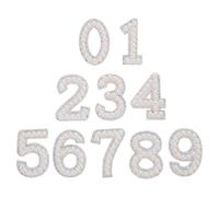 10pcs Pearl Rhinestone Number Iron On Appliques 0-9 Number Patches 1.81 inch Embroidery Patches Stickers DIY Sew On Cloth Patch Fabric Pearl Sticker for DIY Clothing Bags Backpacks Crafts Decor
