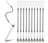 10PCS Pen Lanyards, Elastic Lanyard Tether with Silicone Rings, Retractable Elastic Pen Leash for Tethering Stylus and Drawing Pens to Touchscreen, Anti-Lose Pens Leash for Clipboard and Tablet
