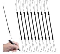 10PCS Pen Leash, Elastic Tether Lanyard Retractable Spring Coil Strap Stylus Lanyard Cord Stretchy Lanyard with Anti-Lose Rings for Clipboard Drawing Pen to Tablet Touchscreen(Black)