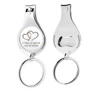 10pcs-Personalised 4 in 1 Multi Function Bottle Opener, Nail Clipper, Wedding Favours Brewery, Private Customised, Silver, Multitool Gifts for Men