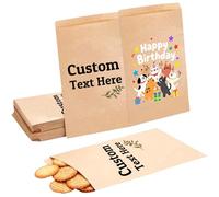 10pcs Personalised Birthday Party Paper Bags, 13x18cm, Custom Printed Name, Photo or Fun Text, Treat Bags for Cookies, Snacks, Ideal for Candy Carts, Sweet Buffet, Eid Mehndi Christening & Wedding