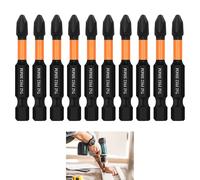 10pcs PH2 50mm Impact Duty Screwdriver Drill Driver Bits Set, Phillips Screwdriver Bits Anti-Slip Magnetic Head, S2 Steel for Furniture Assembly, Home Appliance, Mechanical Repair, 1/4 Inch Hex
