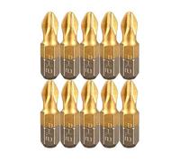 10Pcs PH2 Screwdriver Bit Set Nonslip Drill Bit PH2Cross Head Drill 25mm Length 1 / 4inch Hexs Shank Rusts Resistance Household Repairs