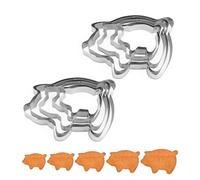 10pcs Pig Cookie Cutters Set, 5 Sizes Stainless Steel Animal Shape Baking Molds for Making Cookies Concha Pan Dulce Mexican Bread Practical Kitchen Baking Supplies (Silver)