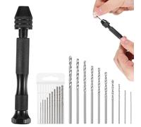 10PCS Pin Vise Hand Drill Bits Set, HSS Micro Twist Drill Bits (0.8-3.0mm), Precision Pin Vice Hand Drills with Collet, Rotary Tools for Jewelry Making, Resin, Wood, Metal, Model (Black)