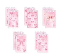 10pcs Pink Bow Notebook Mini Spiral Notepad For Office, School, Birthday Party Gift, Portable Diary Journal