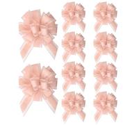 10Pcs Pink Bows for Gift Wrapping, 6 inch Large Pull Bow Pink Ribbon Bows for Presents Basket Cars Wedding Christmas Valentine's Day Birthday Party Supplies