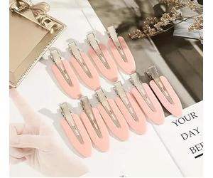 10pcs Pink Elegant & Cute Solid Colour Hair Clips - No-Crease, Easy-To-Use For Tangle-Free Styling, Minimalist Design, Perfect For Women & Girls