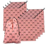 10PCS Pink Gift Bag Drawstring Storage Bags, Birthday Gift Bag for Presents | Reusable Pink Bag with Bow Design, Small Drawstring Bag for Candy, Cosmetics, Stationery & Party Favours