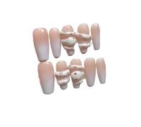 10Pcs Pink gradient False Nails Stick on Nails Lovely 3D Spotted Snake Press on Removable Glue-on Fake Nail Women Girls Bridal DIY Reusable Nail Art