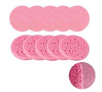 10Pcs Pink Round 2.5Inch Wood Pulp Cotton Compressed Facial Sponge Reusable Face Washing Sponges for Skin Cleaning Cosmetic Spa Makeup Removal