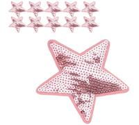 10pcs Pink Sequin Star Iron On Patches,Bling Sequin Star Patches Appliques Fabric Sticker for Clothing,Jeans,Bags,Hats Repair & Decoration,7.5cmX7.8cm