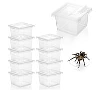 10Pcs Plastic Critter Keeper,Transparent Cricket Keeper for Reptiles,Mini Reptile Feeding Box Kids Bug Catching Kit Suitable for Crickets Scorpions Frogs Centipedes Lizards PP Breeding Box