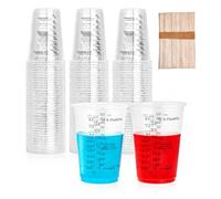 10Pcs Plastic Measuring Cups, 8oz / 240ml Epoxy Resin Mixing Cups with Scale, Clear Disposable Measuring Cups with 10 Wooden Stirring Sticks for Liquids, Mixing Resin, Paint, Pigment