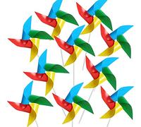 10Pcs Plastic Pinwheel Party DIY Windmill Wind Spinners for Toy Garden Lawn Decor, Rainbow