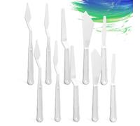 10Pcs Plastic Spatula Palette Knives, Palette Knife Set Thin and Flexible Art Tools Pallet Knife for Acrylic Paint Painting Knives Mixing,Spreading,Scratching,Layering Colors,Watercolor Painting