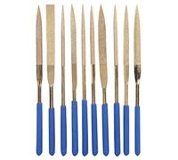 10Pcs - Plated Steel Needle Files Set, Diamond Files for Precision Filing, 5x180mm Hand Files with Soft Rubber Handles for Metal Ceramics Glass Machining