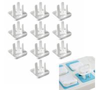 10Pcs Plug Socket Covers to Prevent Electric Shock, Baby Safety Outlet Plug Covers with Pull Handle Heat Resistance for Living Rooms, Bedrooms, Kitchens, Bathrooms 3 Prong White