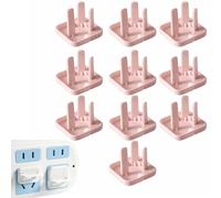 10Pcs Plug Socket Covers to Prevent Electric Shock, Baby Safety Outlet Plug Covers with Pull Handle Heat Resistance for Living Rooms, Bedrooms, Kitchens, Bathrooms 3 Prong Light Pink