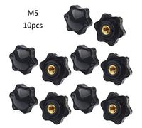 10PCS Plum Hand Tighten Handle Thread Star Mechanical Thumb Nut Manual Clamping Knob Black