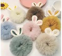 10pcs Plush Rabbit Ear Scrunchies - Soft Hair Bands for Girls and Women | Cute & Comfortable Hair Accessories