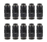10Pcs Pneumatic Reducer Connector Stainless Steel Resin Black Straight Union Pipe Tube Fitting for Mechanical Processing Medical Treatment Textile (PU14-14)
