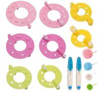 10Pcs Pom Pom Maker Kit, 4 Sizes Pompom Makers with Small Scissors, DIY Pompom Craft Fluff Ball Weaver Knitting for Hats, Dolls