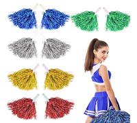 10Pcs Pom Poms Cheerleading, Cheerleader Pom Poms, Cheerleading Pom Poms Hand Flowers Cheerleader Pompoms with Plastic Handle for Team Spirit Sports Game Dancing Party