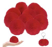 10PCS Pom Poms for Hats, 3.15inch Faux Fur Pom Poms Soft Fluffy Balls Mini Pompom Balls for DIY Crafts Keychain Shoes Bags Accessories & Christmas Decor, Red