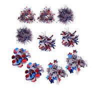 10pcs Pom Poms Patriotic Cheerleader Wrist Flowers | Elastic Fit, Lightweight Comfort, Metallic Star, for Cheerleading Events, Company Parties, and Women