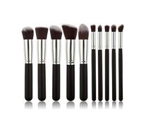 10Pcs Portable Fashion Multifunctional Soft Makeup Brush Set 3cm/1.2inch Wood Makeup Tool(black-Soul Eater1)