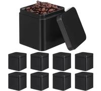 10pcs Portable Square Tea Storage Tin Boxes for Loose Tea Lightweight Iron Small Tin Case with Lid for Containers and Cookie Packaging