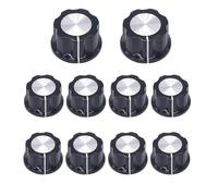 10pcs Potentiometer Rotary Knobs for 6mm Shaft, Silver Top Black Plastic Knob with 21mm Diameter, Compatible with Electronic Devices