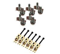 10Pcs Pots B500K Potentiometers for Guitar Bass Parts with 6Pcs Double Locking System Locked Saddles for Floyd-Rose