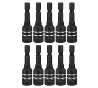 10Pcs Power Nut Driver Set, Hex Magnetic Bit Socket Impact Drill Bits, M8x48mm 1/4in Shank, Chrome Vanadium Steel with Strong Magnetization Design for Electric Drilling Tools and I (Black)