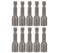 10Pcs Power Nut Driver Set, Hex Magnetic Bit Socket Impact Drill Bits, M8x48mm 1/4in Shank for Electric Drills, Strong Magnetization Design with Storage Box, Durable Chrome (Gray)