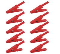 10Pcs Power Test Clip, Electrical Mini Test Clamp with 20mm Opening and 4mm Jack, Insulated Safety Type Test Clamp for Circuit Testing, 30A/1000V Brass Conductive Clips (Red)