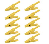 10Pcs Power Test Clip, Electrical Mini Test Clamp with 20mm Opening and 4mm Jack, Insulated Safety Type Test Clamp for Circuit Testing, 30A/1000V Brass Conductive Clips (Yellow)