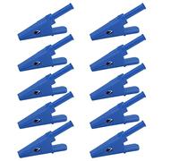 10Pcs Power Test Clip, Electrical Mini Test Clamp with 20mm Opening and 4mm Jack, Insulated Safety Type Test Clamp for Circuit Testing, 30A/1000V Brass Conductive Clips (Blue)