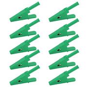 10Pcs Power Test Clip, Electrical Mini Test Clamp with 20mm Opening and 4mm Jack, Insulated Safety Type Test Clamp for Circuit Testing, 30A/1000V Brass Conductive Clips (Green)