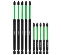 10pcs Pozidriv Screwdriver Bit Set PZ2 POZI No.2 Screw Driver Drill Bits | Saipor Magnetic Impact Screwdriver Driver Bits Set S2 Steel 1/4 Inch Hex Shank Impact Driver Bit 90mm + 150mm Long