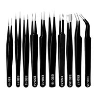 10Pcs Precision Tweezers Set, Non Magnetic Anti Static Stainless Steel Tweezers for Multi Function Craft Electronics, Jewelry Manufacturing, Repairing, Hobbies