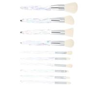 10pcs Premium Makeup Brush Set with Crystal Handle for Women and Mom | Plastic and Fiber Build, Irregular Crystal Design, Smooth Liquid Application