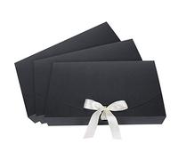 10Pcs Present Gift Box, Rectangle Cardboard Gift Box 26 * 17.5 * 3 cm with Lid & Satin Decorative Ribbon, Textured Present Boxes for Christmas, Birthday, Dress, Shirt, Scarf, Book, Accessories