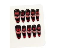 10Pcs Press On Nails Long Oval Handmade Dark Fierce for Parties Daily(261-L)