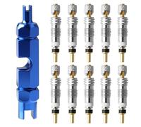 10pcs Presta Valve Core Set with Removal Tool, Brass Tubeless Presta Valve Cores for Road and MTB Bike Tires, Universal Replacement Kit with Valve Core Remover, Airtight Durable Easy to Install