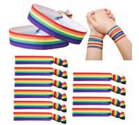10pcs Pride Bracelet for Gay Pride Accessories,Rainbow Wristbands for Parades/Party/Pride Festival,Rainbow Elastic Wristbands & Hair Ties,LGBT Lesbian Essentials (Single)